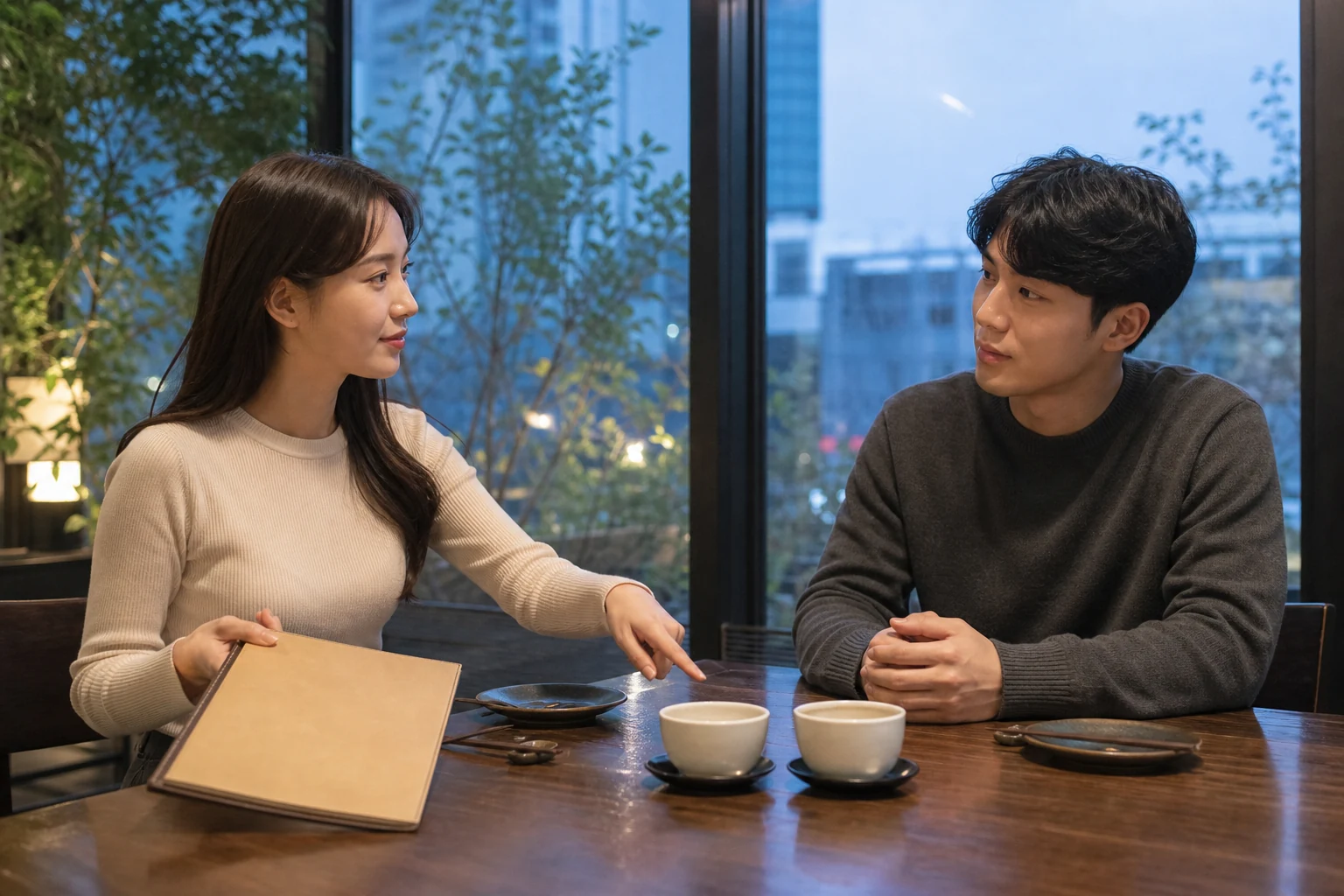 술 대신 차를 마시자고 제안하며 상대가 자신의 데이트 경계를 존중하는지 확인하는 두 사람
