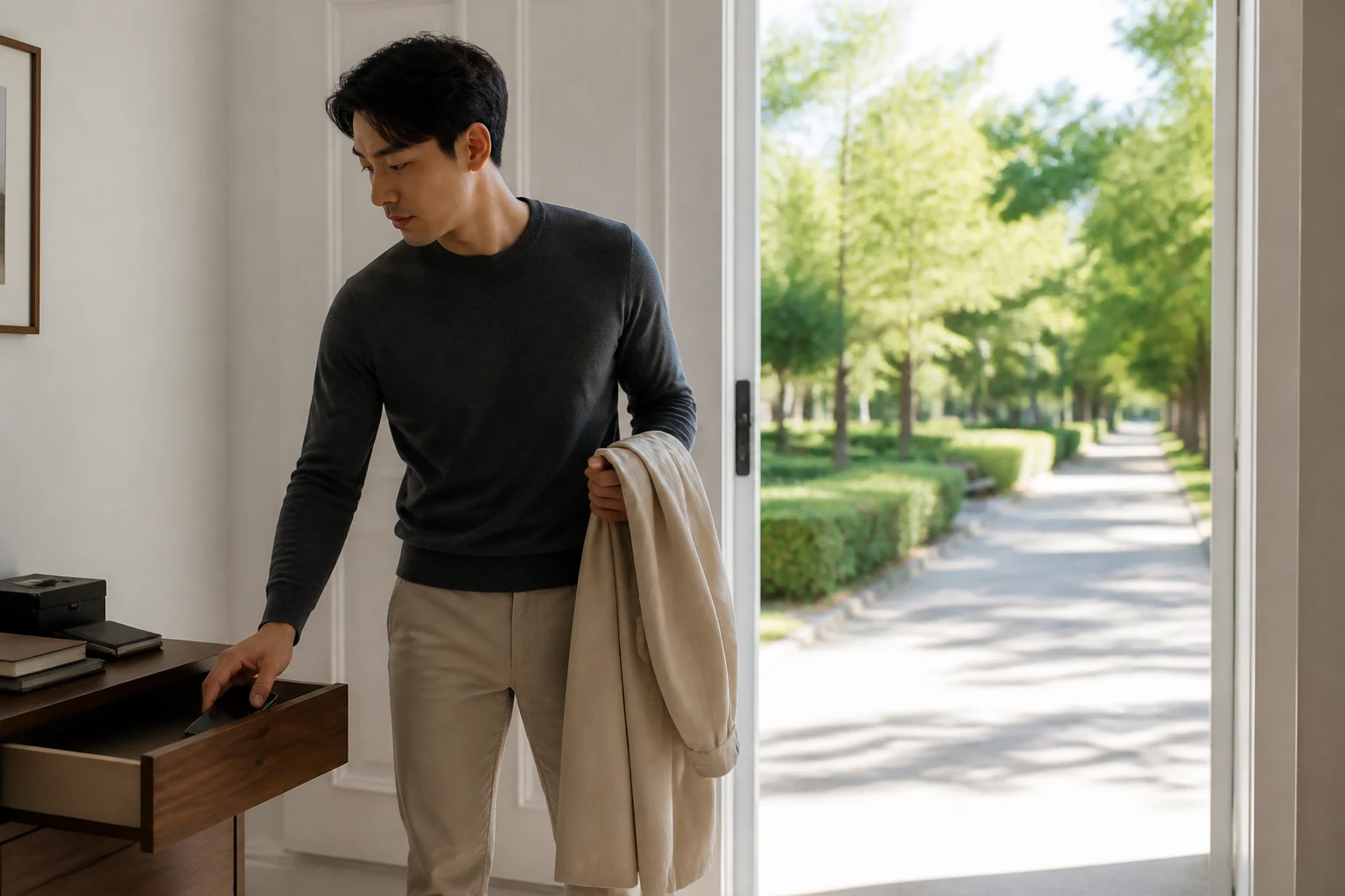상대의 반응을 기다리는 침묵 대신 휴대전화를 서랍에 두고 회복을 위한 산책에 나서는 사람