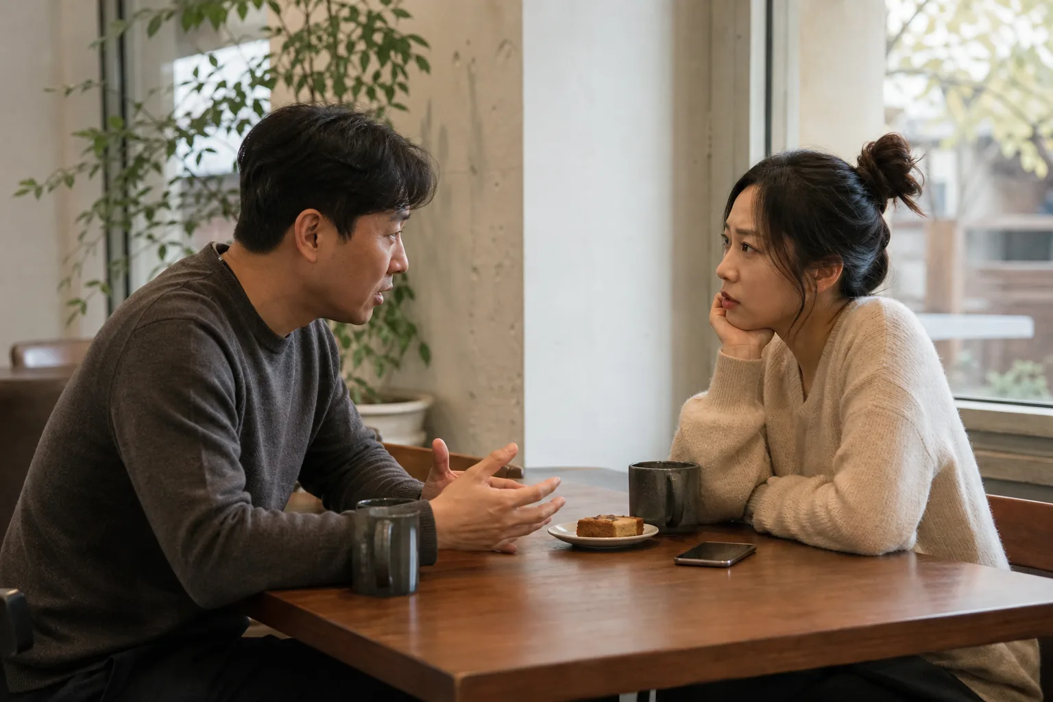 요즘 답장이 뜸해졌는데, 이거 끝나가는 신호일까 상황을 일상 공간에서 차분히 마주하는 한국 성인들의 자연스러운 모습