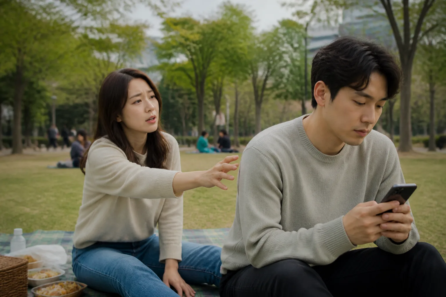 왜 나만 이렇게 매달리고 있을까 상황을 일상 공간에서 차분히 마주하는 한국 성인들의 자연스러운 모습