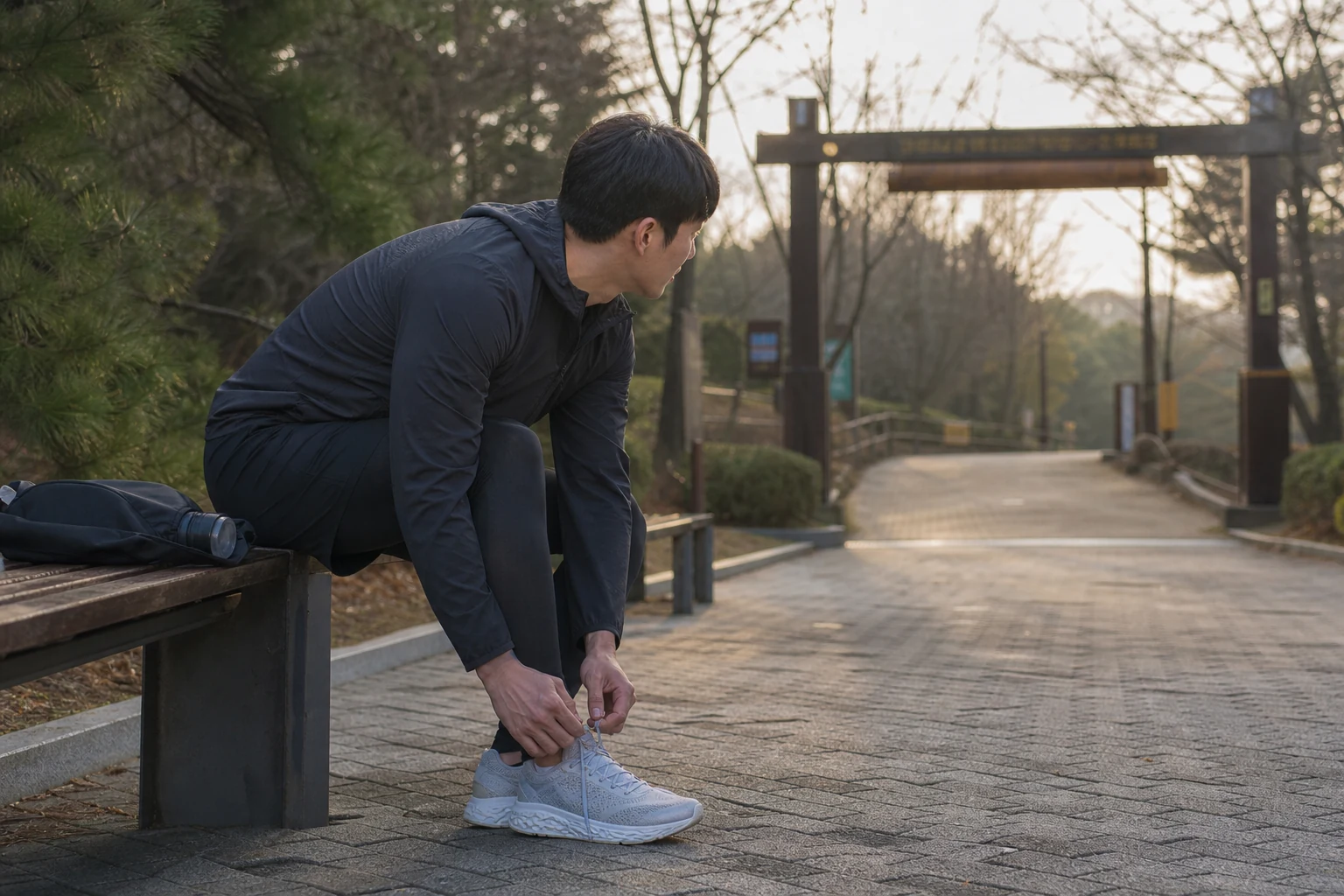 A person walking alone with a steady routine after a breakup
