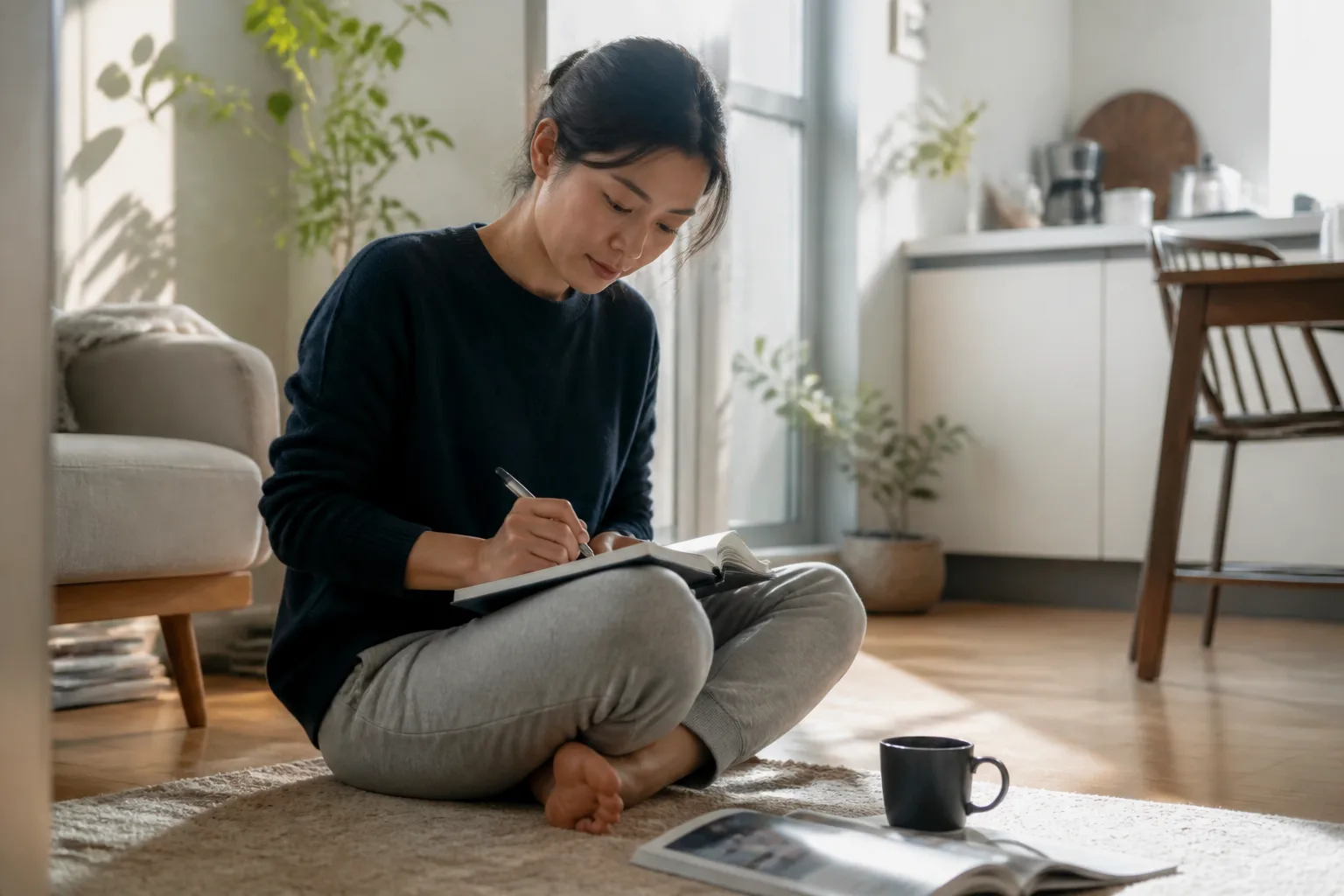 A person journaling quietly after a breakup