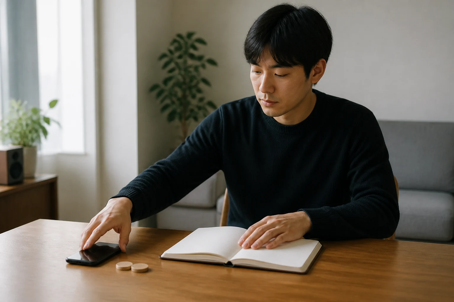 매칭 알림 대신 휴대전화를 뒤집어 두고 두 사람과의 대화에만 집중하려는 사람