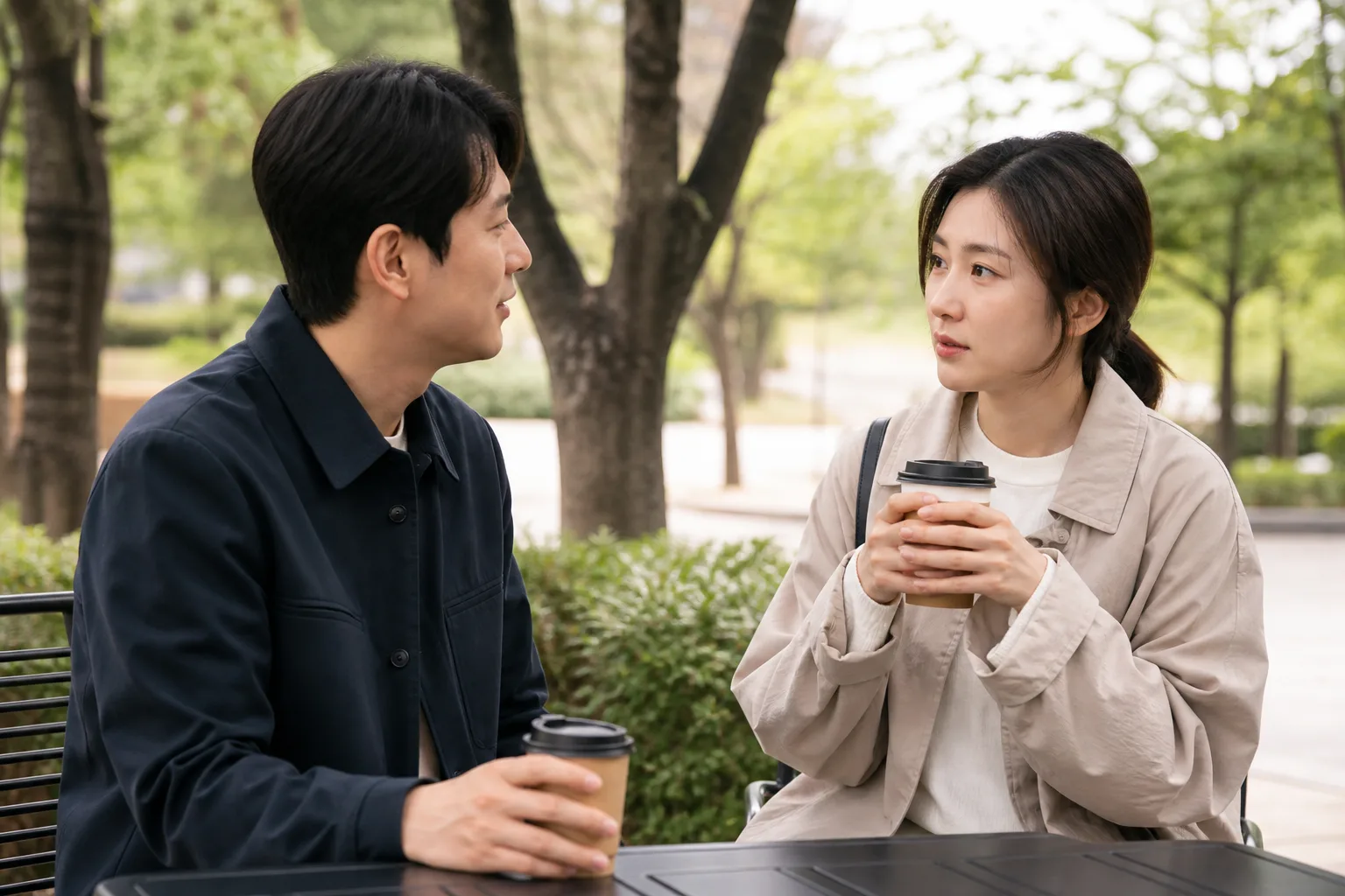 앱에서 만나기로 했는데 마음 한쪽이 불안할 때 상황을 일상 공간에서 차분히 마주하는 한국 성인들의 자연스러운 모습