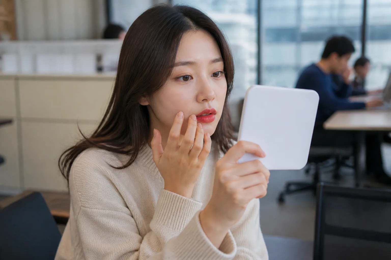 립을 바르면 얼굴보다 입만 먼저 보일 때 상황을 일상 공간에서 차분히 마주하는 한국 성인들의 자연스러운 모습