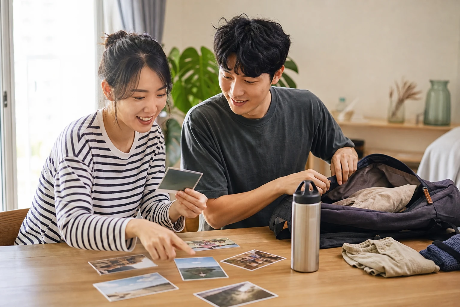 여러 신나는 데이트 아이디어 중 실제로 지킬 한 가지를 골라 함께 준비하는 두 사람