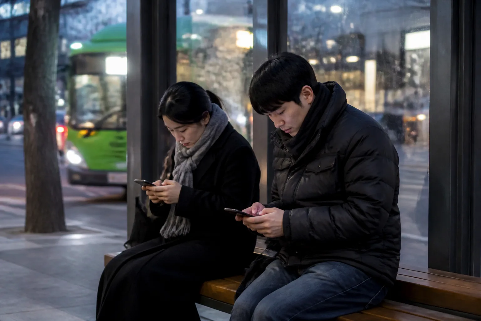 오래 만나다 보니 연락이 그냥 습관처럼 느껴질 때 상황을 일상 공간에서 차분히 마주하는 한국 성인들의 자연스러운 모습