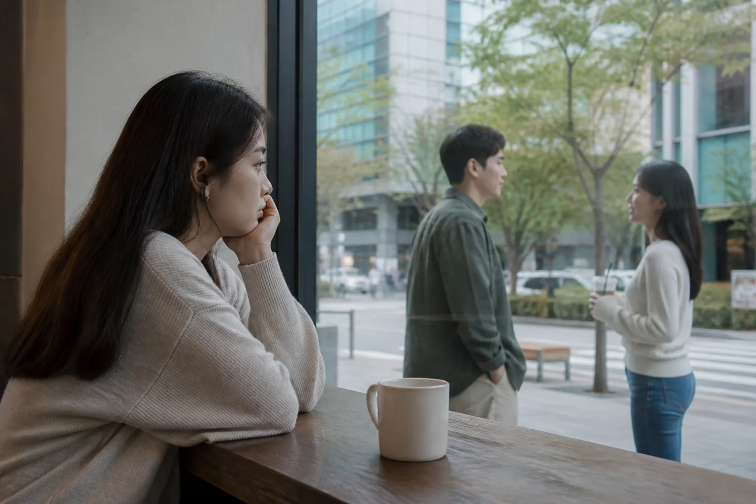 Two people walking slowly together while one is still carrying grief and support from the past