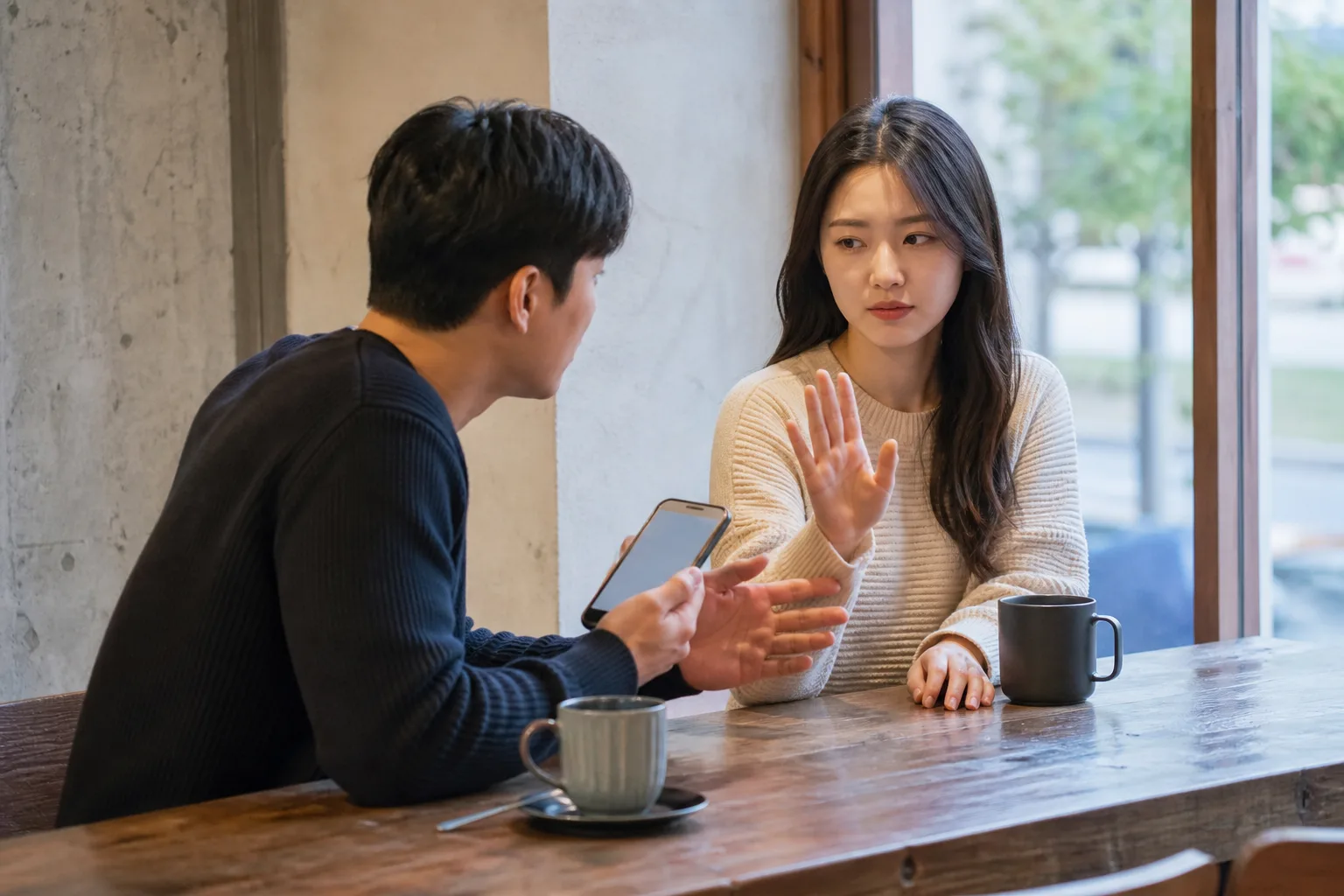 사귄 지 얼마 안 됐는데 사진을 보내달라고 할 때 상황을 일상 공간에서 차분히 마주하는 한국 성인들의 자연스러운 모습