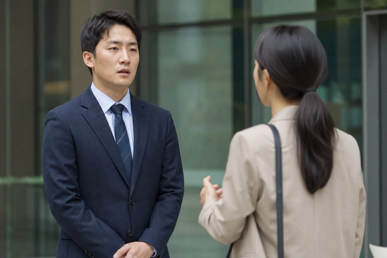 自然な姿勢で会話する人