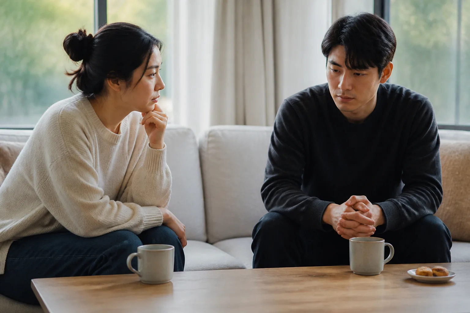 우리 무슨 사이냐는 말, 처음 꺼내기가 왜 이렇게 어려울까 상황에서 집·카페·직장 같은 일상 공간에서 표정과 손짓으로 마음을 나누는 한국 성인들의 자연스러운 모습