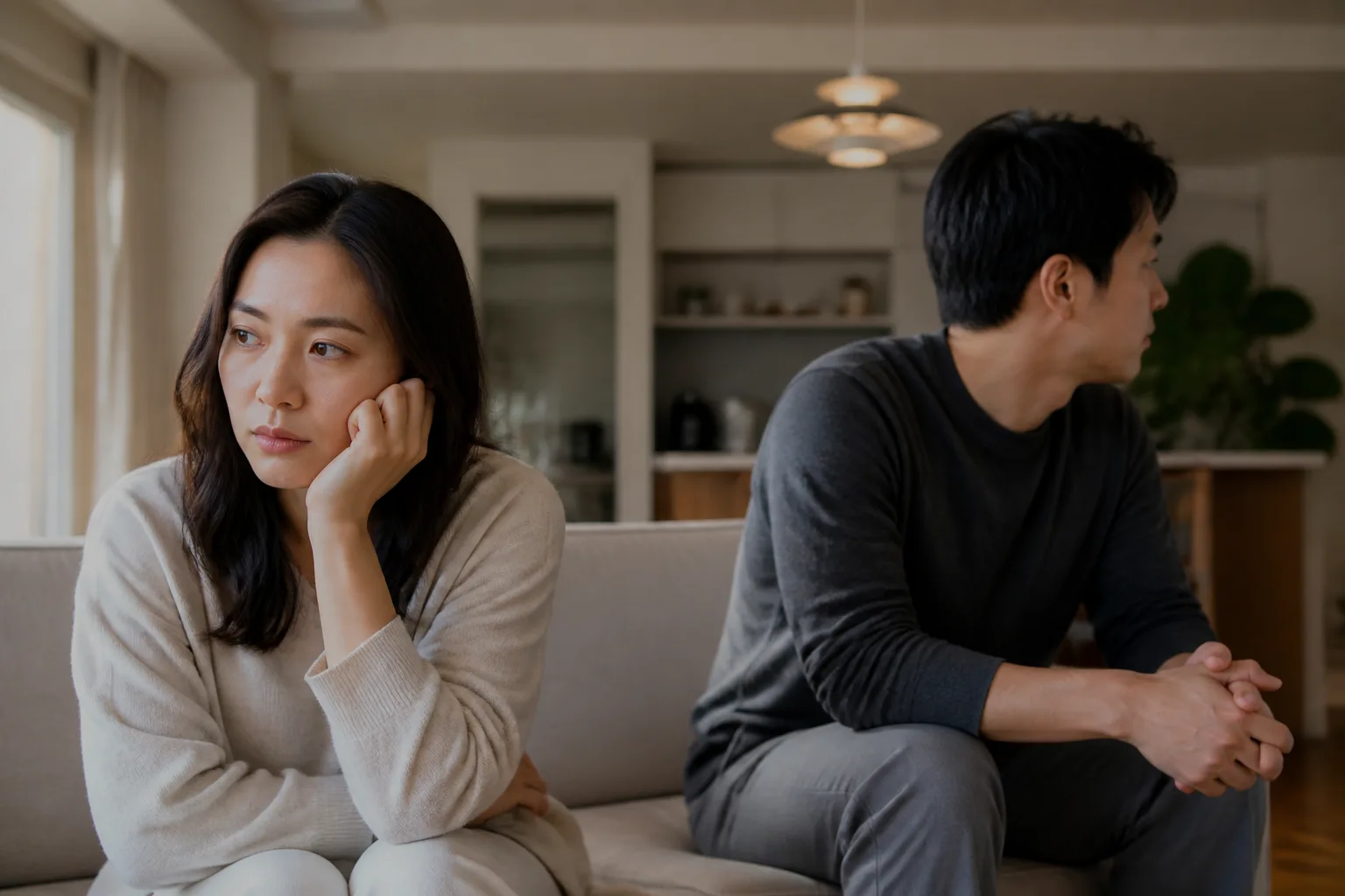 이유는 모르겠는데 자꾸 찝찝한 기분이 들 때 상황에서 집·카페·직장 같은 일상 공간에서 표정과 손짓으로 마음을 나누는 한국 성인들의 자연스러운 모습