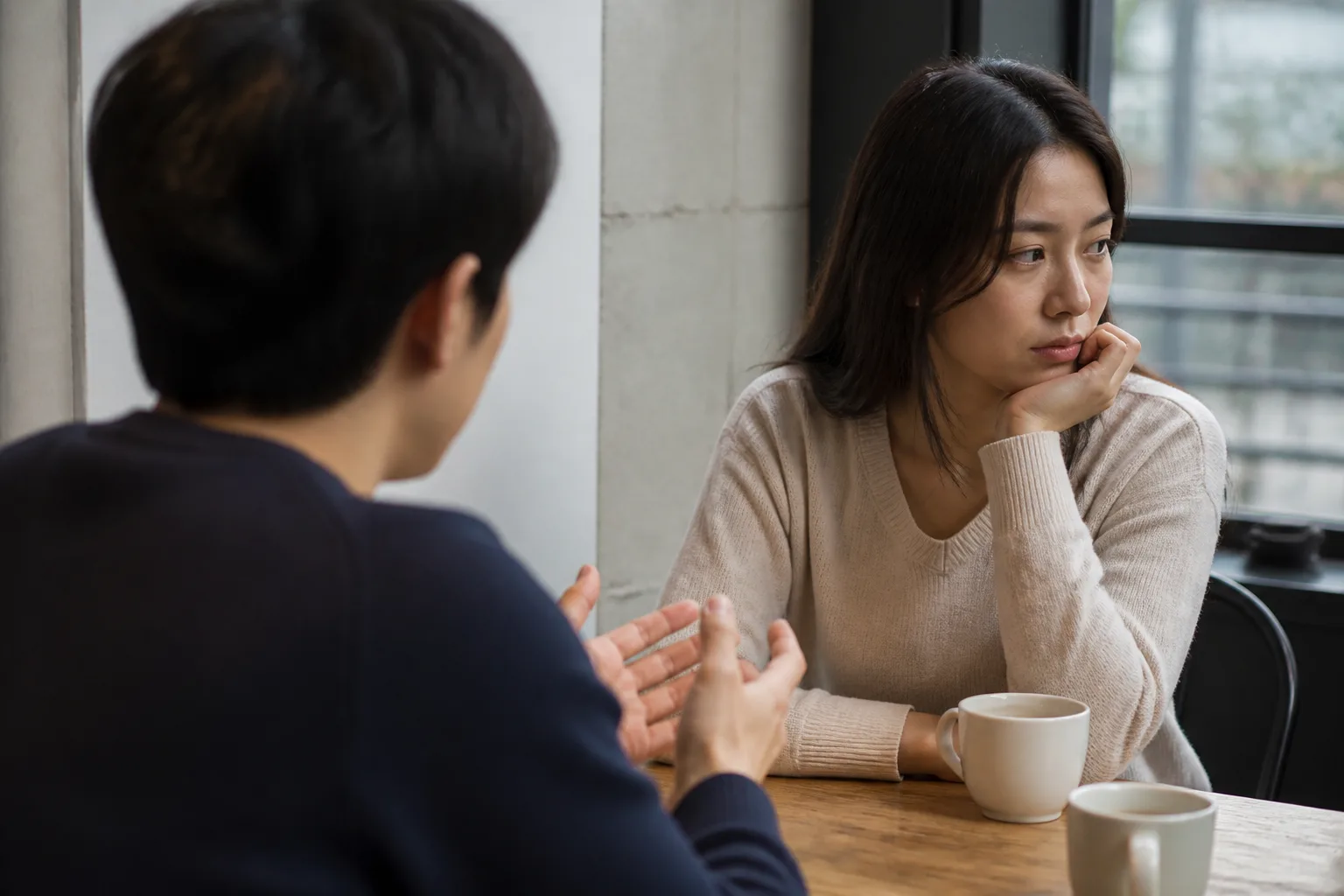 A woman setting a clear boundary after a breakup conversation