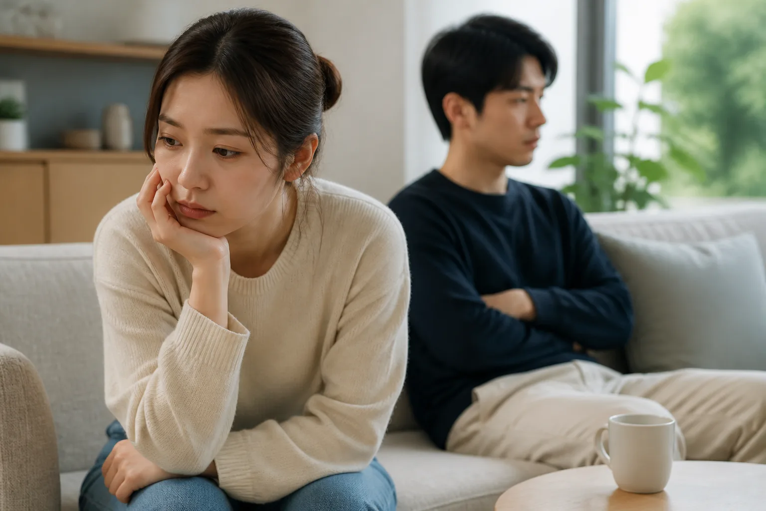 A woman reflecting quietly after ending a relationship