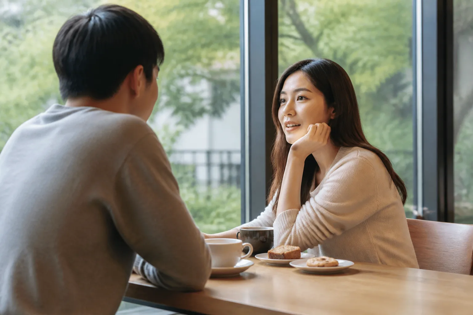 趣味の話から会話が始まる様子