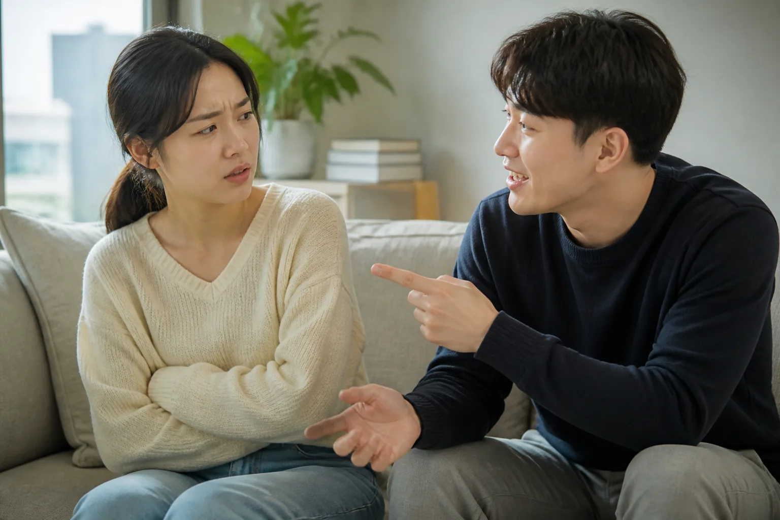 장난치다가 나를 깎아내리게 될 때 상황에서 집·카페·직장 같은 일상 공간에서 표정과 손짓으로 마음을 나누는 한국 성인들의 자연스러운 모습