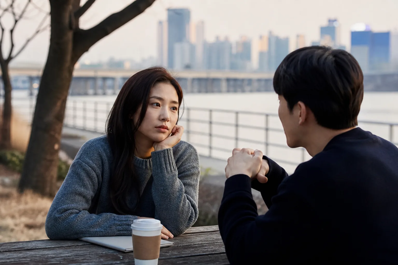 만난 지 얼마 안 됐는데 미래 얘기를 꺼내도 될지 망설여질 때 상황을 일상 공간에서 차분히 마주하는 한국 성인들의 자연스러운 모습