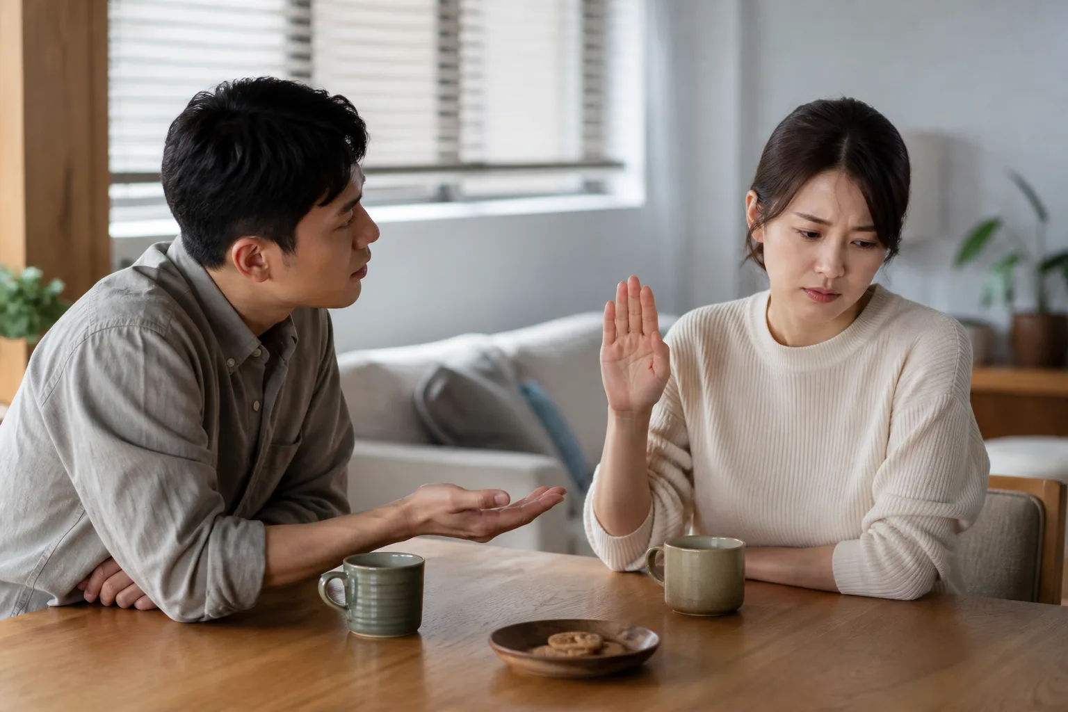 거절하는데, 왜 이렇게까지 미안해야 할까 상황에서 집·카페·직장 같은 일상 공간에서 표정과 손짓으로 마음을 나누는 한국 성인들의 자연스러운 모습