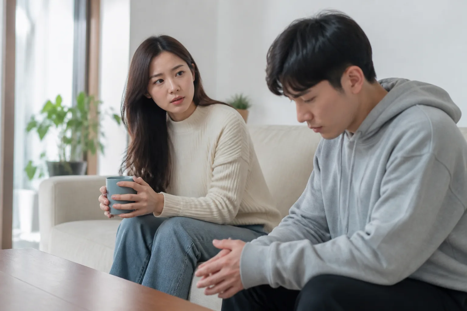 어디 있냐고 자꾸 확인하는 게 걱정처럼 보일 때 상황에서 집·카페·직장 같은 일상 공간에서 표정과 손짓으로 마음을 나누는 한국 성인들의 자연스러운 모습