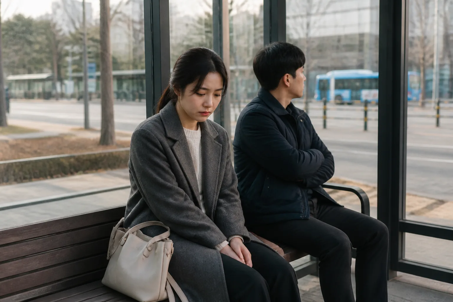힘든 얘기를 다 털어놓고 나서 후회될 때 상황을 일상 공간에서 차분히 마주하는 한국 성인들의 자연스러운 모습