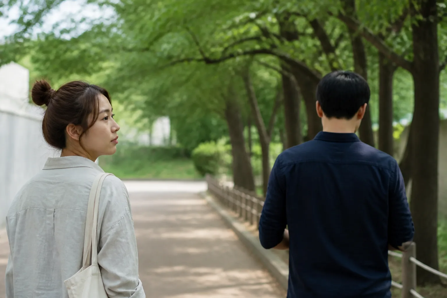 애매했던 관계를 친구로 남길 수 있을까요 상황에서 집이나 카페에 마주 앉아 표정과 손짓으로 솔직하게 대화하는 한국 성인 두 사람