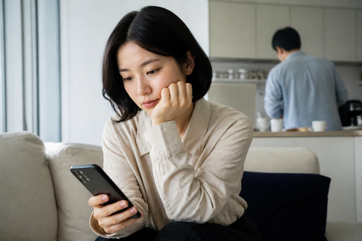 자꾸 그 사람 계정을 들여다보게 될 때 상황에서 집·카페·직장 같은 일상 공간에서 표정과 손짓으로 마음을 나누는 한국 성인들의 자연스러운 모습